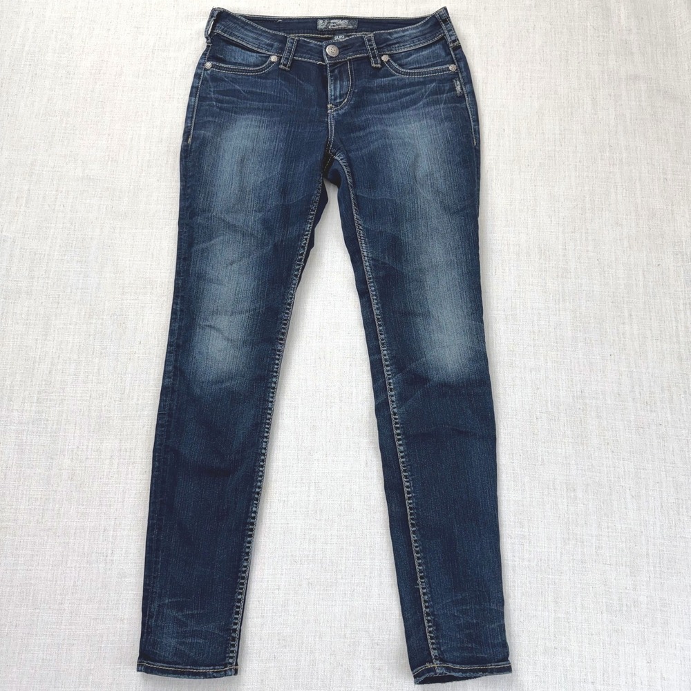 Silver Jeans Co Suki Mid Super Skinny Dark Wash Denim Jeans L93001SSF382 W28 L31